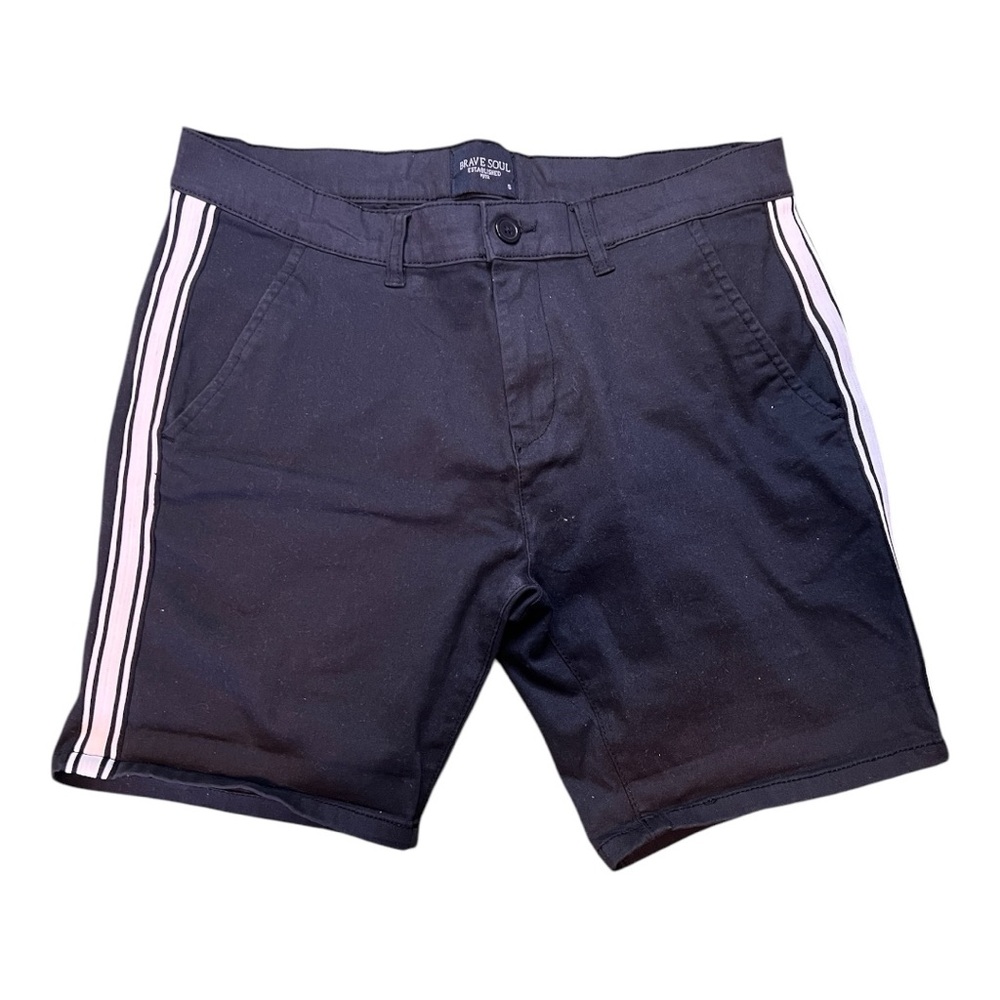 Black Men Shorts with White Stripes